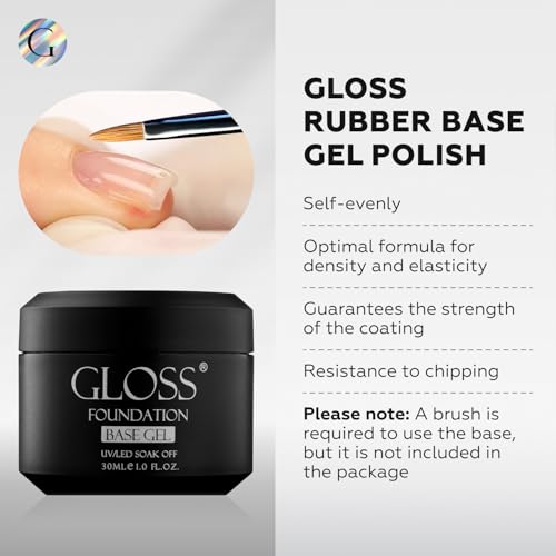 GLOSS Rubber Base Gel Polish 30ml - Long-Lasting Nail Adhesion & Flexibility