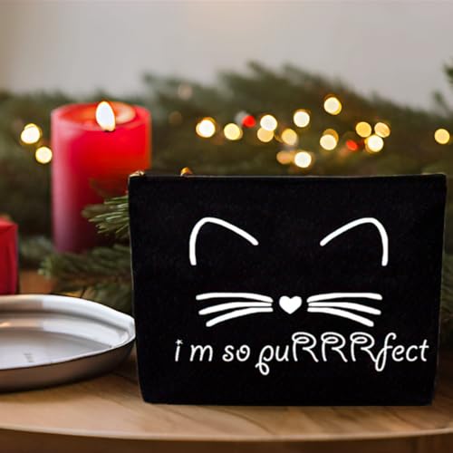Cat Lovers' Gifts - Black Cat Zipper Makeup Bag & Travel Toiletry Pouch Organizer