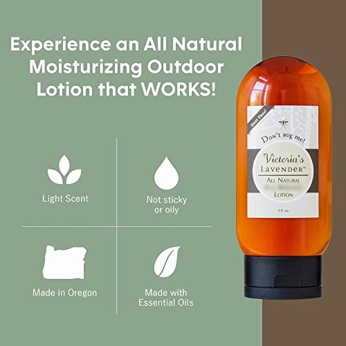 Victoria's Lavender ¡°Don¡¯t Bug Me¡± Insect Spray & Body Lotion - DEET-Free Plant-Based with Essential Oils & Aloe Vera, Travel-Friendly Skin Protection - 4 oz Each