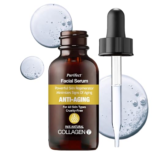 Purifect Collagen Serum for Face - Anti Aging, Firming & Plumping with Vitamin E & Ceramide NP ? Made in USA | 7 Collagen Types, Face Tightening and Lifting for brighter, more radiant skin 30 ml