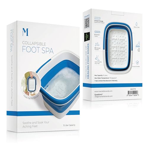 Mantello Collapsible Foot Bath Tub Blue Portable Foot Spa Pedicure Basin - Large & Foldable