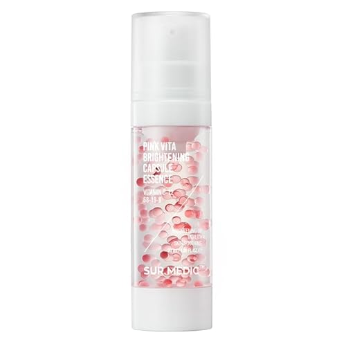 SUR.MEDIC+ Pink Vita Brightening Capsule Essence (1.08 Fl Oz) ? Anti-aging & Illuminating Essence Serum with Vitamin B12, Glutathione, Rose, Collagen & Hyaluronic Acid - Korean Skin Care