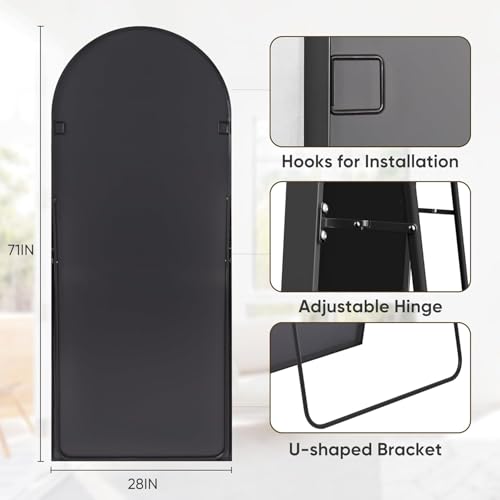 Antique 58-Inch x 21-Inch Arched Window Pane Full Length Mirror - Vintage Wall Mounted Design