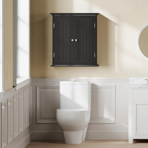ChooChoo Black Over The Toilet Wall Cabinet 8.8''D x 21.1''W x 24''H Bathroom Storage