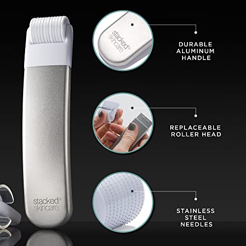 StackedSkincare Microneedling Tool with 0.2mm Replaceable Roller - 1 Pack