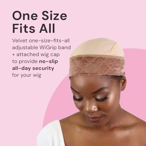All-In-One Wig Grip Cap for Women - Adjustable Anti-Slip Under Wig Band, Nude, 1 Pack