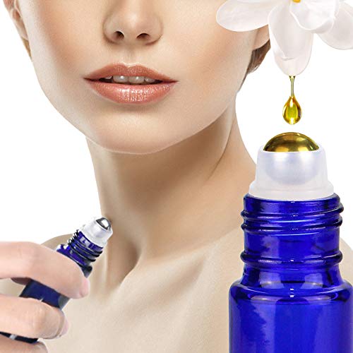 Blue Glass Spray Bottle Kit 10 Pieces - Reusable UV-Protective Mist & Roller Bottles for Aromatherapy & Household Use