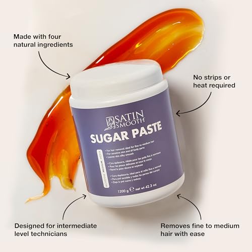 Satin Smooth Medium Sugar Paste Wax for Face & Body Hair Removal - Amber 42.3oz