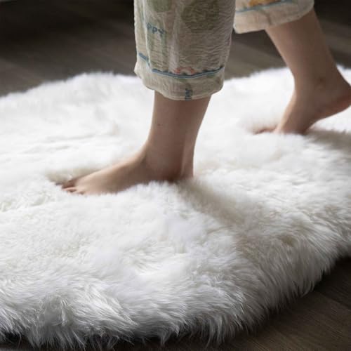 Sheepskin Rug 2x6 ft Luxury Wool Home Decor Cream White