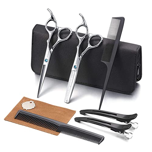 Professional Hair Cutting Scissors Kit 6.5" Japanese 9CR Stainless Steel Barber & Pet Grooming Shears