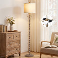 Luvkczc Farmhouse Floor Lamp Dark Brown with Dual Heads & LED Bulb