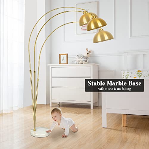 GoBright White 73-Inch Arc Floor Lamp with Adjustable Height & Marble Base