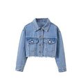 Verdusa Girl's Raw Hem Crop Denim Jacket Long Sleeve Shacket Single Breasted Spring Fall Outerwear