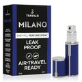 Travalo Milano Perfume Atomizer - Leak-Proof and TSA Approved for Air Travel - Reusable, Airtight, Easy Fill Mini Pump Sprayer - Lightweight, Vegan Leather with Polished Metal Outer Shell - Blue