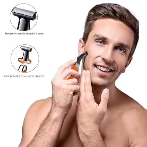 KEMEI Waterproof Cordless Beard Trimmer Men with Orange Variation, USB Rechargeable Body & Hair Groomer