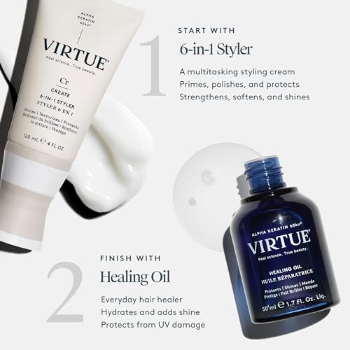 Virtue 6-in-1 Hair Styler & Styling Cream with Heat Protection - 4 Fl Oz Pack of 2
