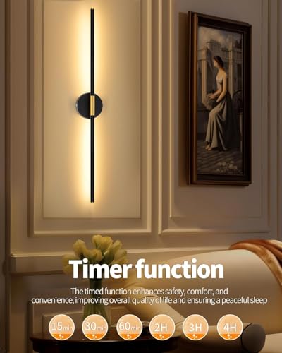 32-Inch Battery-Operated Wall Sconce Set of 2 - Black Gold, Rechargeable & Dimmable