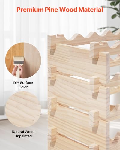 VEVOR Natural 8-Tier Stackable Modular Wine Rack for 96 Bottles, Freestanding Wood Storage