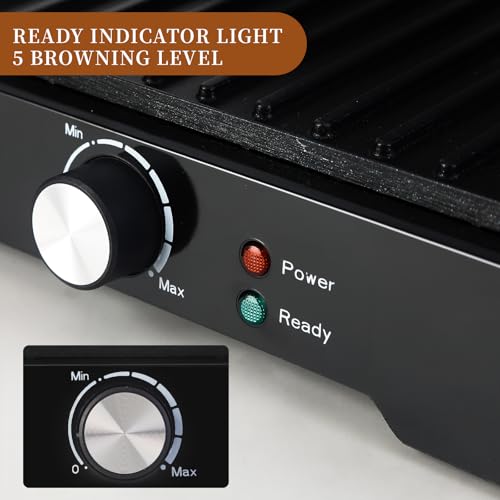 UVFAST Large Panini Press Grill Sandwich Maker 3-in-1 Open 180°
