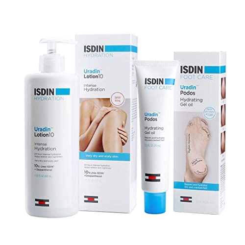 Hydrating Foot Cream with 10% Urea for Dry Skin - Uradin Lotion & Podos Bundle