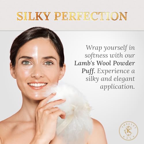 Shelley Kyle Handmade Lambswool Powder Puff 7x7 Inches for Body & Face