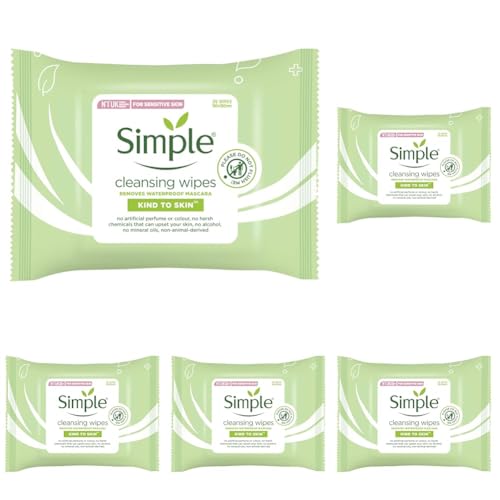 Simple Kind To Skin Cleansing Facial Wipes 25 (Pack of 5)