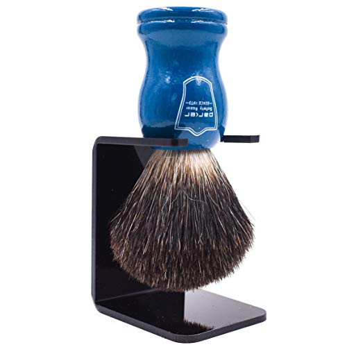 Black Badger Shaving Brush with Blue Wood Handle - Professional Quality