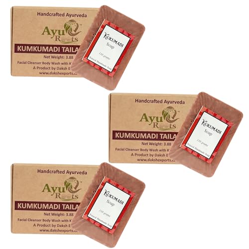 Kumkumadi Tailam Ayurvedic Handmade Saffron Oil Soap Bar for Dry Skin, Oily Skin, Face, Body | 3.88 Oz (Pack of 3)