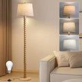 Wood Floor Lamp for Living Room - Tall Wooden Standing Lamp with 3-Color Bulb - Farmhouse Style - Variation: Wood