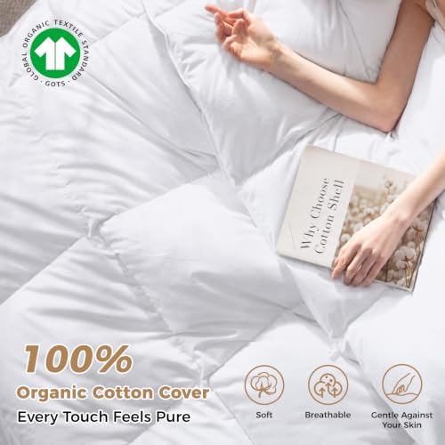Queen Hungarian Feather Down Comforter 90x90in Organic Cotton Duvet Insert