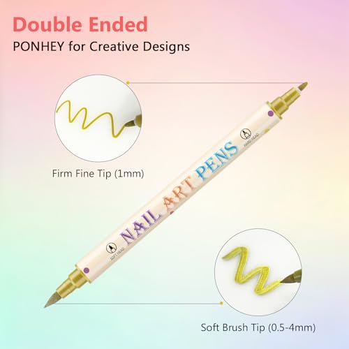 Ponhey 48 Colors Nail Art Pens Set - Variation 09 - Quick-Drying Acrylic Markers for DIY Nail Design