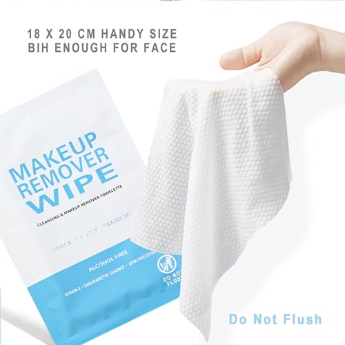 100 Pack Individual Makeup Remover Wipes Bulk,Individually Wrapped Face Cleansing Wipes, Travel Makeup Remover Cloth for Travel Hotel Skin Care Face Cleansing