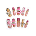 Press On Nails Y2K Pink Leopard Charm Design - Handmade, Variation 0040 / S