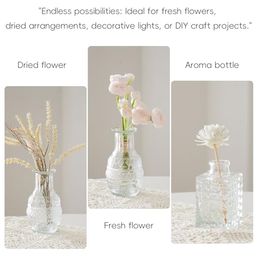Clear Glass Bud Vases Set of 64 - Small Vintage Mini Flower Vases for Centerpieces