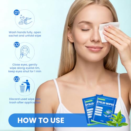 240PCS Eyelid Cleansing Wipes with Tea Tree Oil - Pack of 1, Gentle Facial & Eye Makeup Remover for Sensitive Skin