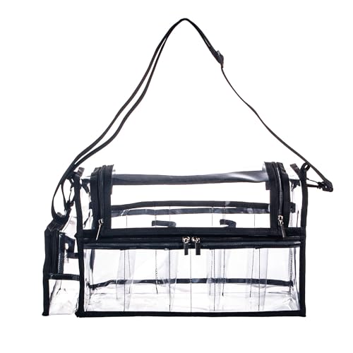 Large Clear PVC Makeup Organizer Bag with 8 Dividers & Tissue Pocket