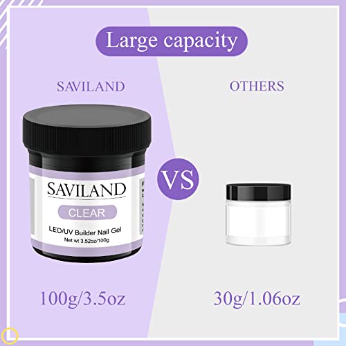 SAVILAND Clear Builder Nail Gel - 3.5 oz for Nail Extensions & Art, Variation A
