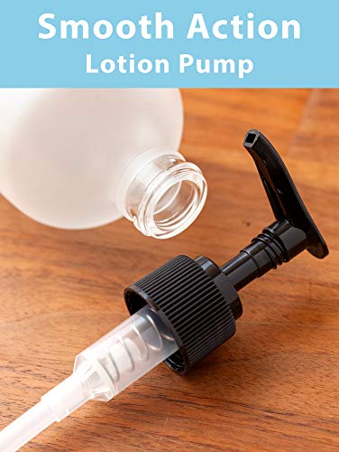 8 oz Frosted Glass Boston Round Bottle with Black Lotion Pump - 4 Pack