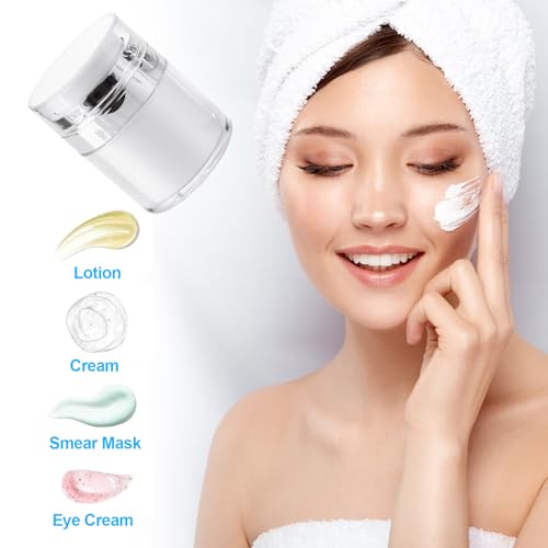 10 Pack 1 Oz Airless Pump Jars for Skincare & Cosmetics - Travel-Size Lotion Dispensers