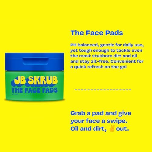 JB SKRUB Acne Face Wipes for Teen Boys - 40 Cleansing Pads, Gentle & Hydrating, Pack of 1