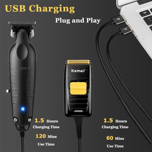 KEMEI Zero Gapped Cordless Hair Trimmer & Foil Shaver Kit for Men