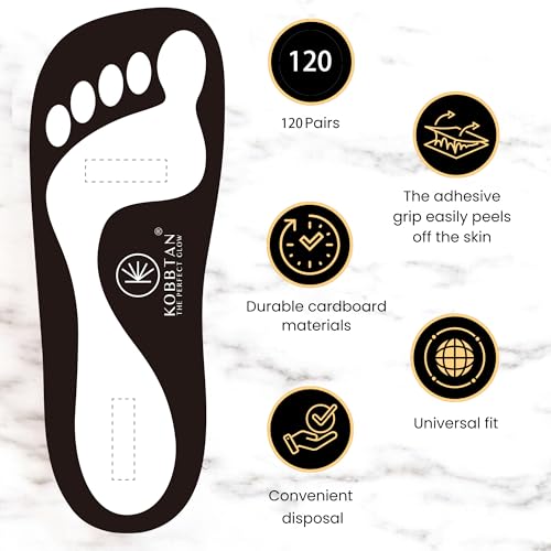 KOBBTAN Disposable Spray Tan Feet Pads Black 120 Pairs for Salon & Home Use