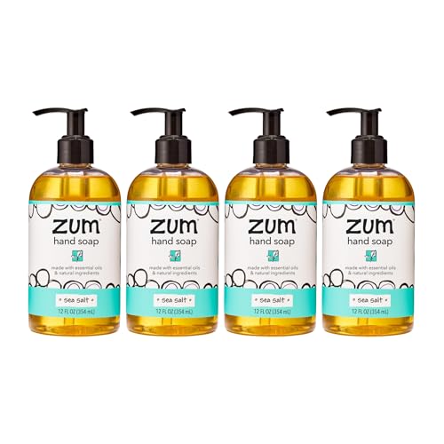 Zum Indigo Wild Hand Soap - Natural Liquid Hand Soap - for Bathroom & Kitchen - Sea Salt Scent - 12 oz (4 Pack)