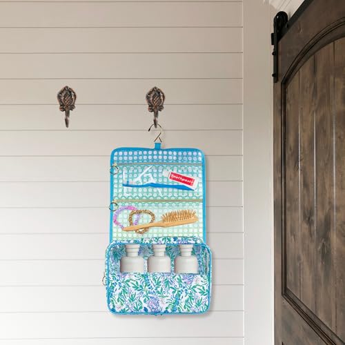 Lilly Pulitzer Hanging Toiletry Bag with Floral Pattern and Gold Details