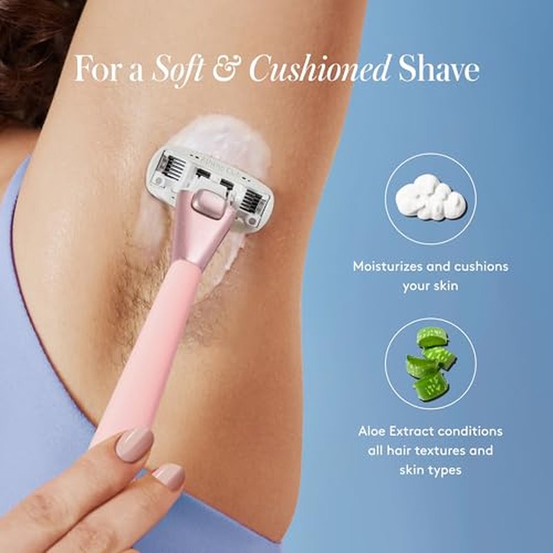 Athena Club Women's Extra Gentle Cloud Shave Foam + 4 Razor Blade Refills, Shaving Gel, Petal Bloom Scent
