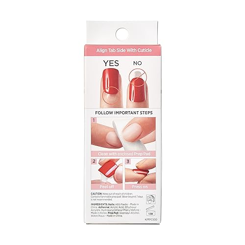 KISS imPRESS No Glue Mani Press On Nails, Design, 'Timeless Day', Pink, Petite Size, Squoval Shape, Includes 30 Nails, Prep Pad, Instructions Sheet, 1 Manicure Stick, 1 Mini File
