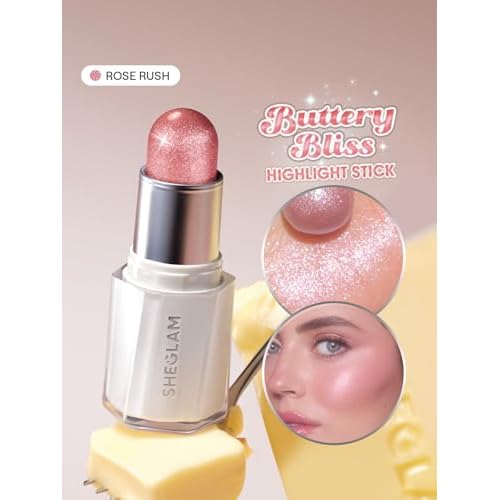 SHEGLAM Buttery Bling Highlighter stickCream Milk Makeup for Face-Rose Rush