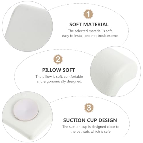 POPETPOP Bath Pillow for Tub - PU Wave Bath Pillow, White Bath Tub Pillows for Head and Neck, Waterproof Tub Pillow for Bathtub, Bath Accessories for Women Men Home, Hotel, Salon, Spa (11.59'' X 5.70'