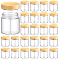 Norme 24 Pcs 8 oz Glass Jars with Lids Empty Small Glass Containers and Inner Liners Reusable Cosmetic Jars Round Airtight Bottles with Plastic Woodgrain Lids for Travel
