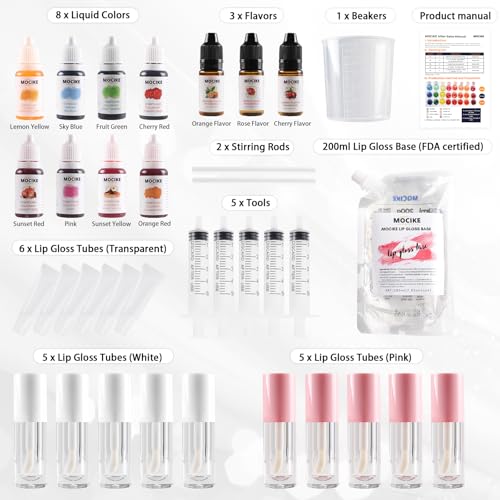 DIY Lip Gloss Making Kit for Adults - Natural Lip Gloss Set with Flavors & Colors